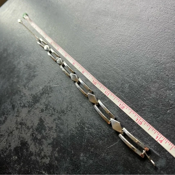 Silver Stainless Steel Minimalist MCM Necklace & Bracelet Set Vintage Jewelry - Picture 11 of 11